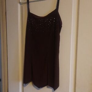 Embellished Brown Spaghetti-Strap Camisole